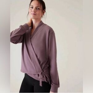 Athleta Cotton Blend Retroterry Wrap Sweatshirt in Damask Mauve